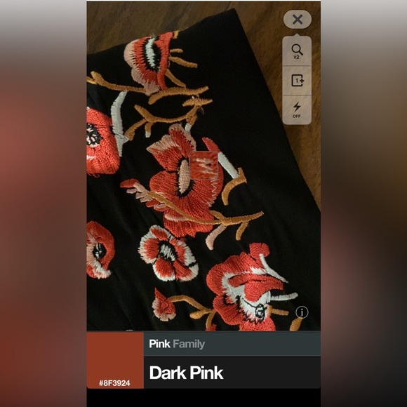 White House Black Market Black Scarf w Floral Detailing and Fringed Ends - Picture 9 of 10